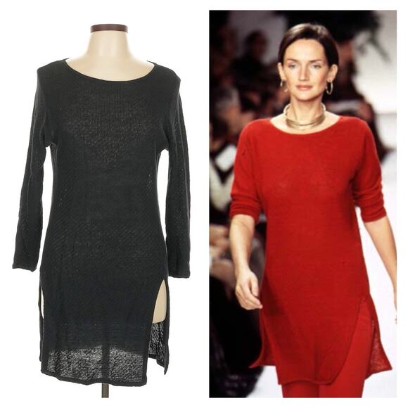 Ralph Lauren Collection Purple Label Vintage Linen Mini Dress Black 1997 Runway - Picture 1 of 16